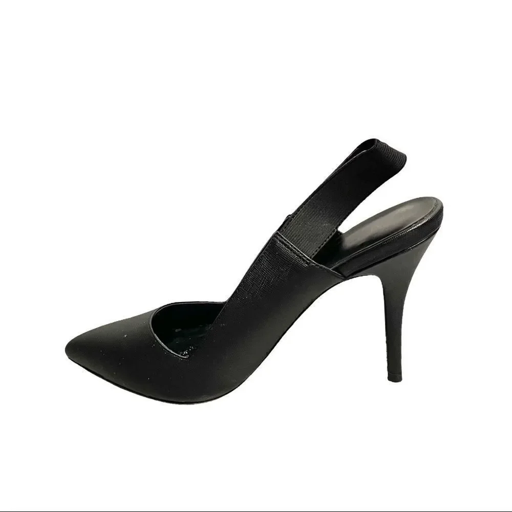 ALDO Black Leather Pointy Toe Slingback Pumps High Heels 9